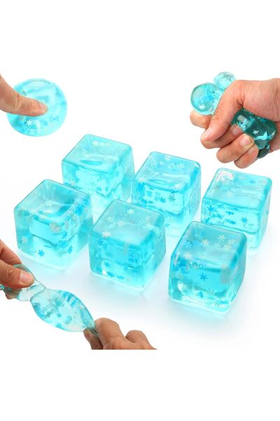 GENERAL 6 Pack Stress Balls Ice Cube with Snowflakes Inside, Sensory Squishy ...
