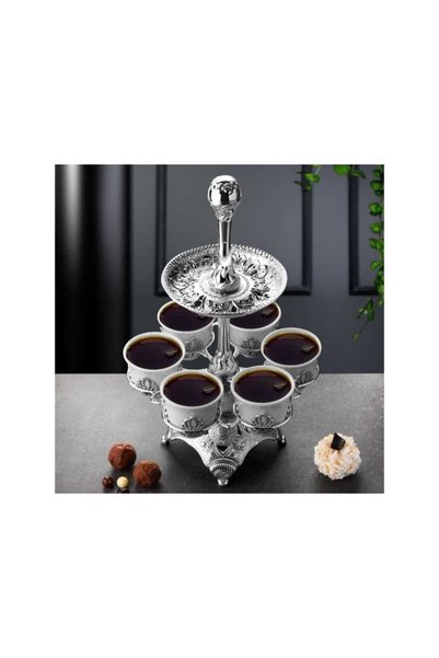 FAIR HOME Turkish Coffee Cup Set with Hanger Metal Silver – Mirra Model