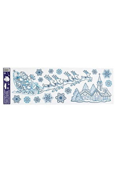 OEM Autocolante Decorative de Craciun Biserica Sanie Fulgi Glitter Bleu Argin...