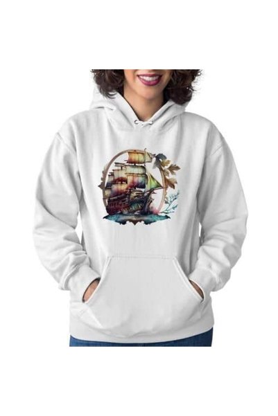 bellanova Unisex White Hooded Oversize Sweatshirt Comfortable Fit Cotton with...