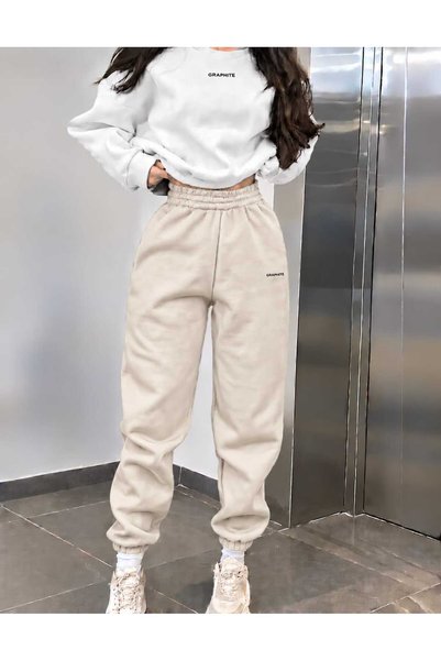 COHERENT Women/Men Graphite Custom Printed Cotton Oversize Jogger Crewneck Sw...