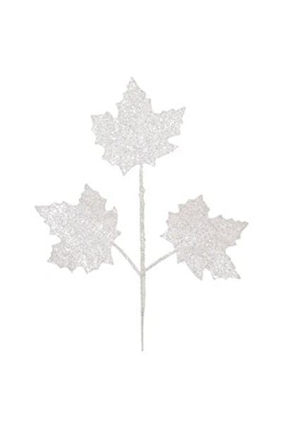 OEM Decorative Christmas Branch White Leaves with Glitter 51cm
