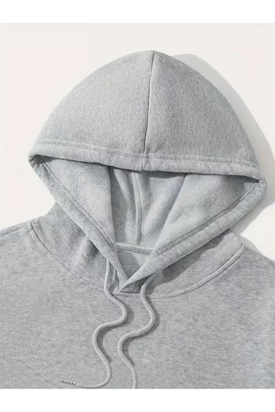bellanova Unisex Gray Oversize Hooded Sweatshirt with Kangaroo Pocket, 3 Thread Raster Hoodie