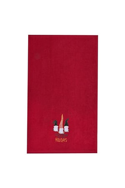 OEM Prosop din Bumbac de Craciun Rosu cu Figuri de Gnome Brodat 60x40cm
