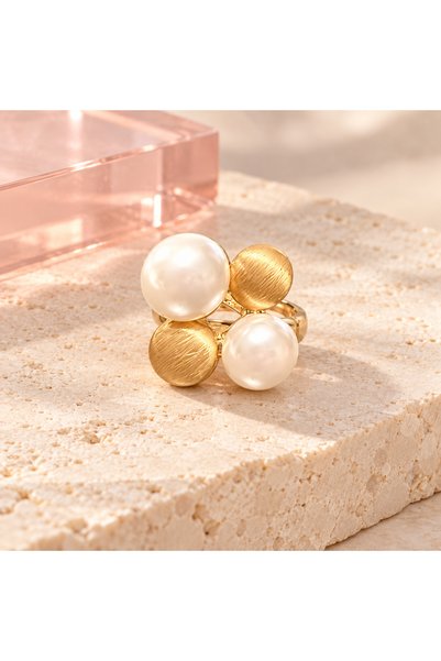 BLOOMY Play Pearl Gold Ring