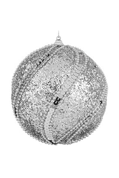 OEM Silver Christmas Ball with Glitter & Sequins Ø12cm