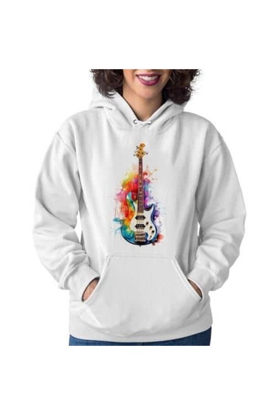bellanova Unisex White Streetwear Oversize Hooded Casual Cotton Sweatshirt wi...