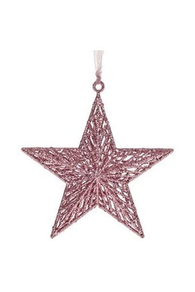 OEM Decorative Perforated Christmas Tree Star Pink Glitter Ø18cm