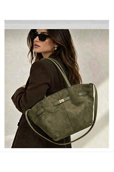 H&D COLLECTİON Women's Leo Model Nubuck Suede Hand and Shoulder Bag