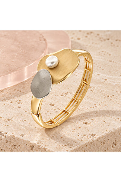BLOOMY Lunara Pearl Two Tone Bracelet