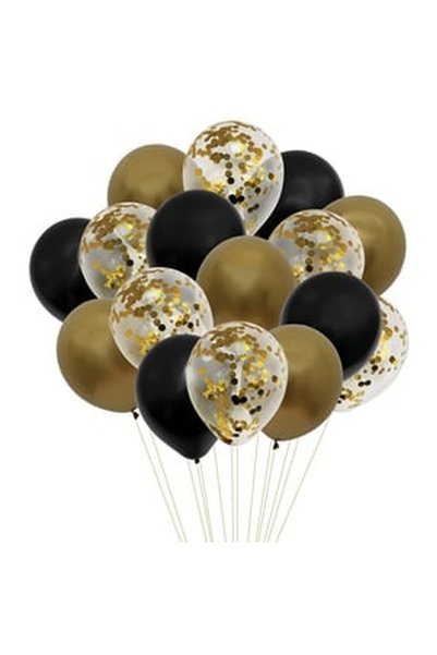 OEM Baloane de Petrecere Metalizate Aurii Negre Transparente cu Confeti 30cm ...