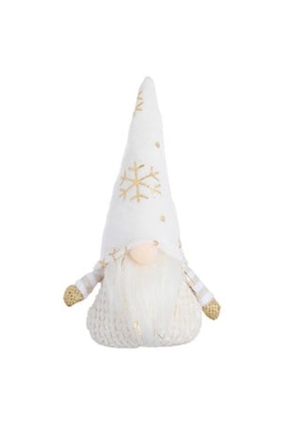 OEM Figurina Decorativa Gnome de Craciun cu Caciula Alba & Fulgi din Folie Au...