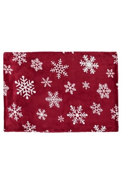 OEM Fata de Perna Decorativa de Craciun Catifelata Bordo cu Fulgi Albi 70x50cm