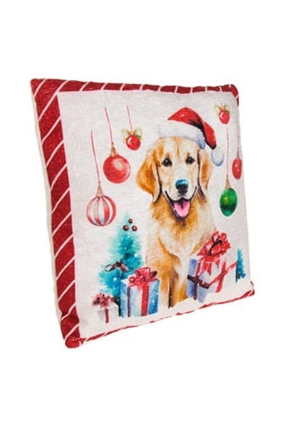 OEM Perna Decorativa de Craciun Alba cu Model Caine Ornamente 35x35cm
