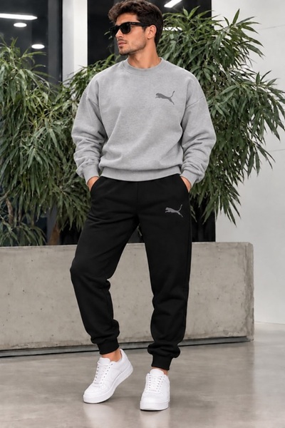 FAEL LİFE Smoked Panter Unisex Printed Sweatshirt and Sweatpants Oversize Pre...