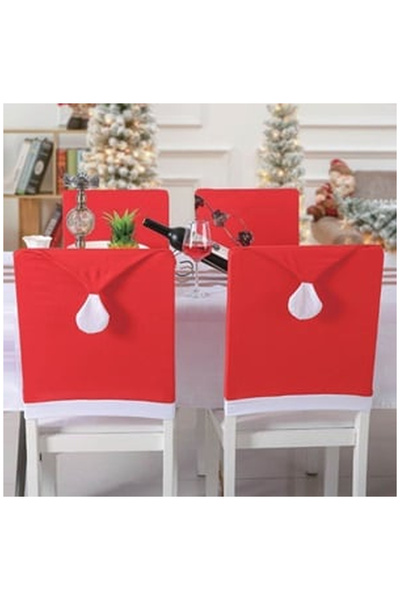 OEM Husa Decorativa de Craciun pentru Spatar Scaun Caciula Rosie 50cm