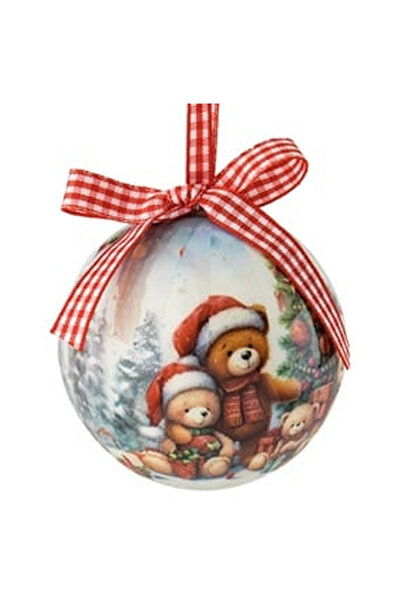 OEM Vintage Christmas Tree Ornament Globe with Bears Ø7.5cm