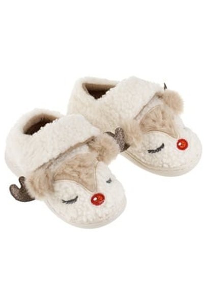 OEM Beige Reindeer Christmas Slippers with 3D Ears for Children