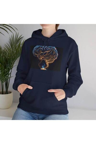 bellanova Unisex Navy Blue Casual Cut Hooded Sweatshirt with Inner Lining War...