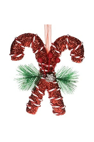 OEM Christmas Tree Ornament Double Foam Sticks Red White Glitter Pine Branch ...