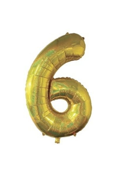 OEM Holographic Gold Metallic Foil Party Balloon No.6 - 110cm