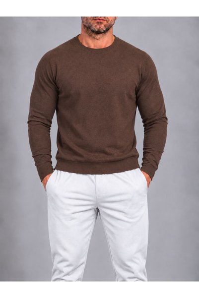 LudoWear Men's Crew Neck Knitwear Sweater Sweatshirt Black/Navy Blue/Brown/Grey