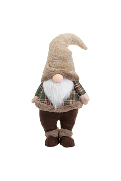 OEM Decorative Christmas Gnome Figurine with Brown Checkered Coat & Fur Hat 70cm