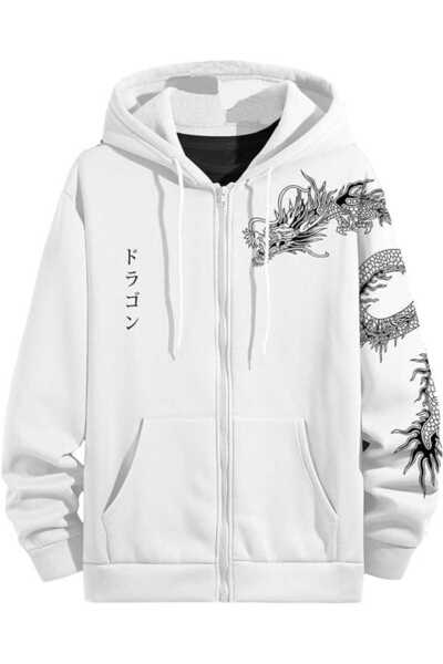 bellanova Unisex White Loose Fit Hooded Sweatshirt with Inner Pockets, Warm H...