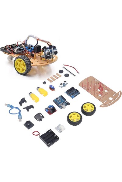 Asixxsix Smart Robot Car Chassis Kit with Motors, 2 Wheels and Ultrasonic Mod...