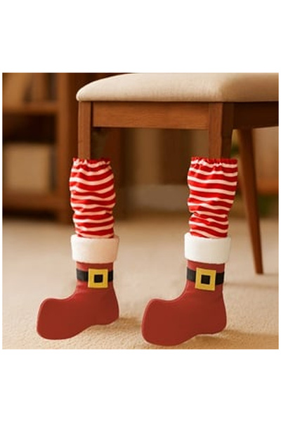 OEM Huse Decorative de Craciun pentru Picioare Scaun Masa Ghetute Rosii cu Du...
