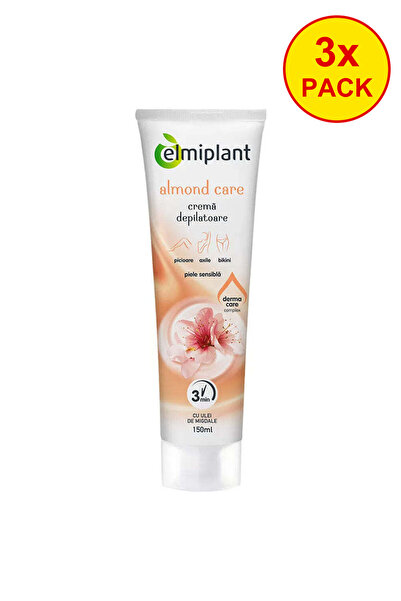 ELMIPLANT 3 броя в опаковка Крем за обезкосмяване Almond Care за чувствителна...
