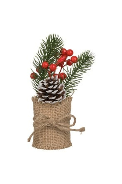 OEM Decoratiune de Craciun Compozite cu Ramuri Conuri Pomusoare Rosii & Iuta ...
