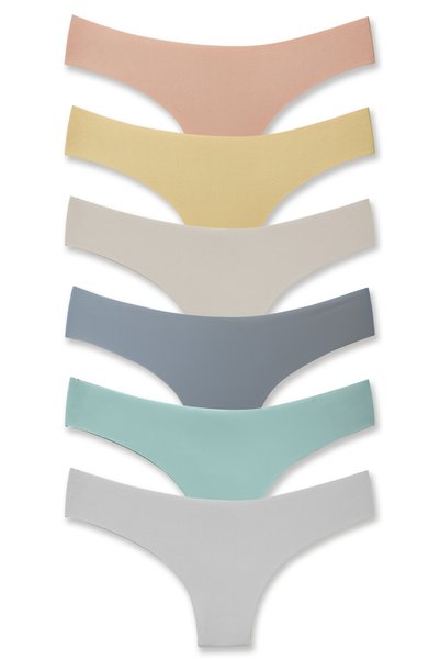 HNX Women's Interlock Laser Cut Brazilian Panties 6-Pack