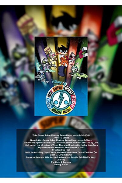 OEM Poster Infografic Echipa Super Robot Maimuta Forta Hyper Go, Colectie, Ca...