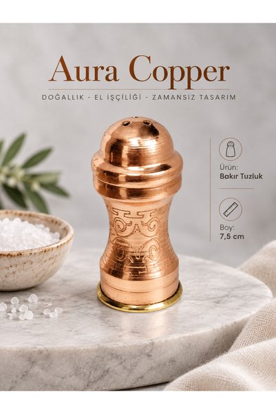AURA COPPER Hand Embossed Copper Salt Bowl Decorative Tableware Salt and Spic...