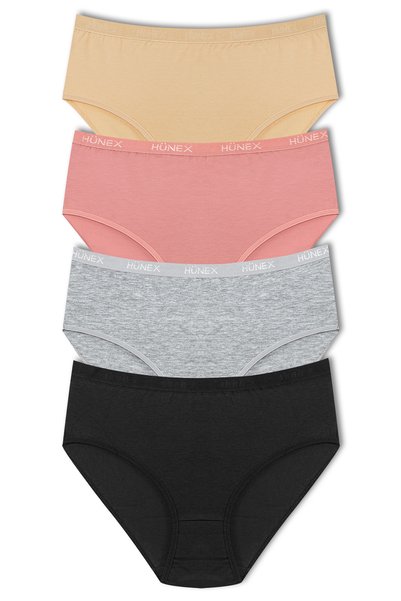 HNX Women's Cotton High Waist Plus Size Panties 4-Pack