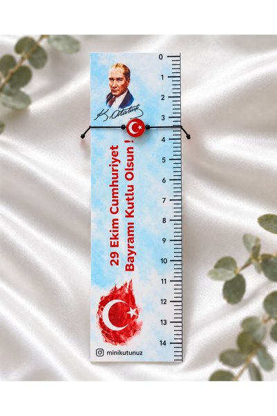Minikutunuz 10 Adet 10 Adet 29 Ekim Atatürk Temalı Cetvel Baskılı Kitap Ayrac...