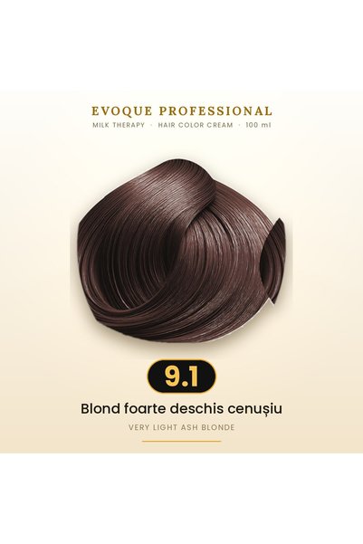Evoque Professional Vopsea de păr permanentă Evoque Milk Therapy 9.1 Blond fo...