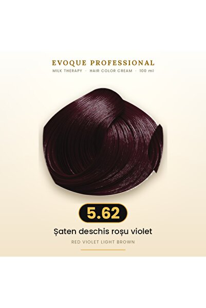 Evoque Professional Vopsea de păr permanentă Evoque Milk Therapy 5.62 Șaten d...