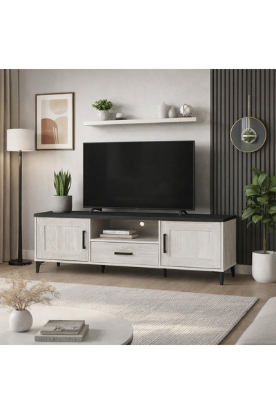 Generic Wooden Tv Stand with Open Shelves
