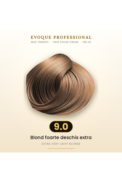 Evoque Professional Vopsea de păr permanentă Evoque Milk Therapy 9.0 Blond fo...