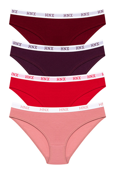 HNX Women's Daily Cotton Jacquard Elastic Slip Panties 4-Pack