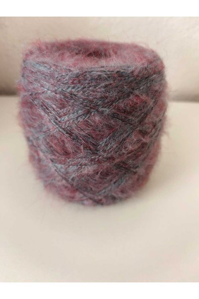 kartopya Vişne Çürüğü ile Mavi Karışımı Moher Örgü İpi 100 Gr