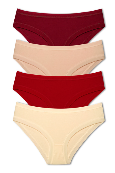 HNX Women's Cotton Slip Panties with Elastic Waist and Legs, Pack of 4