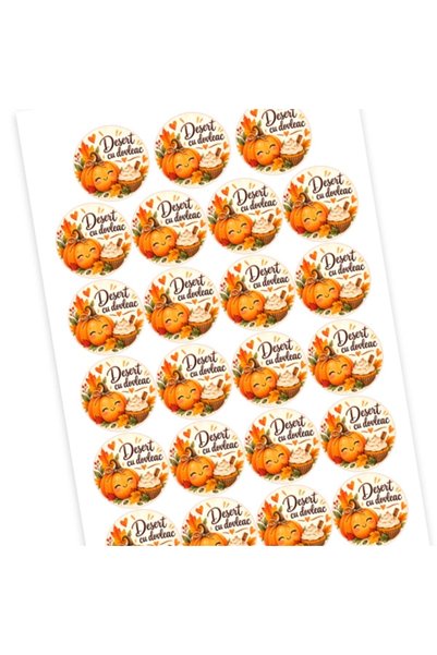 Decoratiuni Dulci Etichete autoadezive Desert cu DOVLEAC - 4cm - 23buc