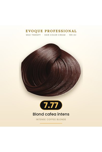 Evoque Professional Vopsea de păr permanentă Evoque Milk Therapy 7.77 Blond c...