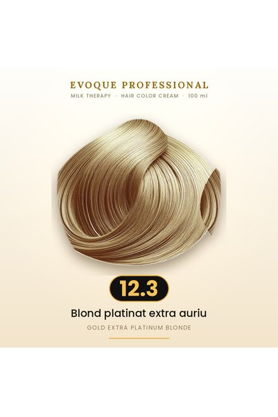 Evoque Professional Vopsea de păr permanentă Evoque Milk Therapy 12.3 Blond p...