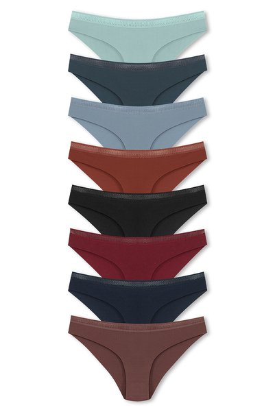 HNX Women's Interlock Laser Cut Honeycomb Rubber Slip Panties 8 Pack