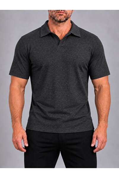 LudoWear Tricou cu guler polo gri antracit pentru bărbați