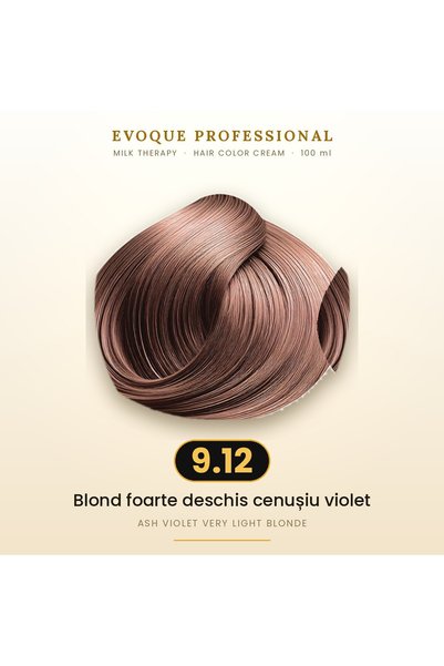 Evoque Professional Vopsea de păr permanentă Evoque Milk Therapy 9.12 Blond f...